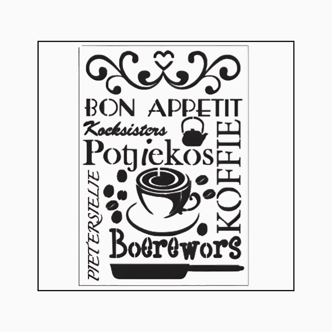 Bon appetite in Afrikaans A Stencil