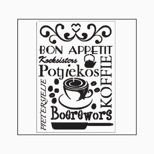Bon appetite in Afrikaans A Stencil - Granny B's Old Fashioned Paint