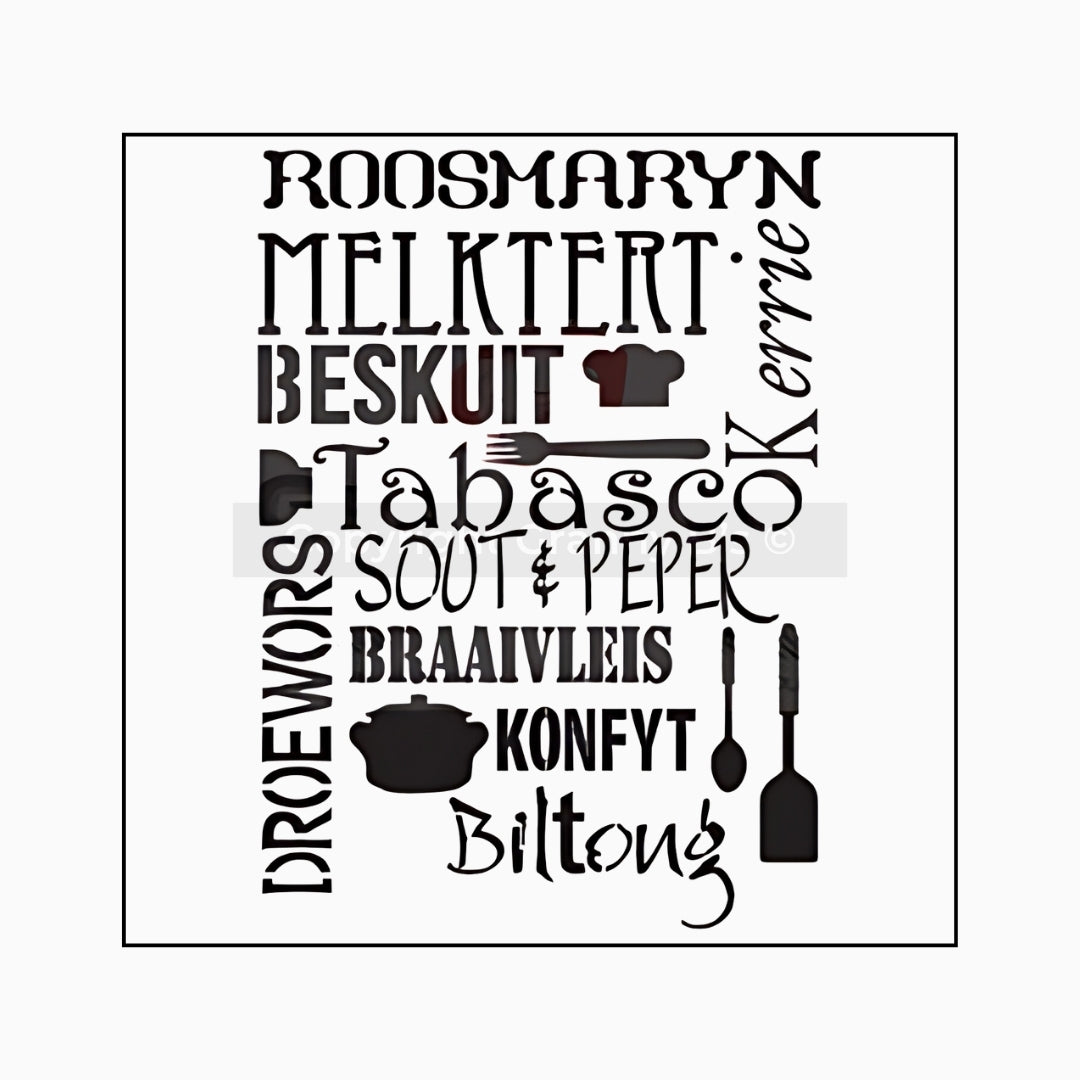 Bon appetite in Afrikaans B Stencil