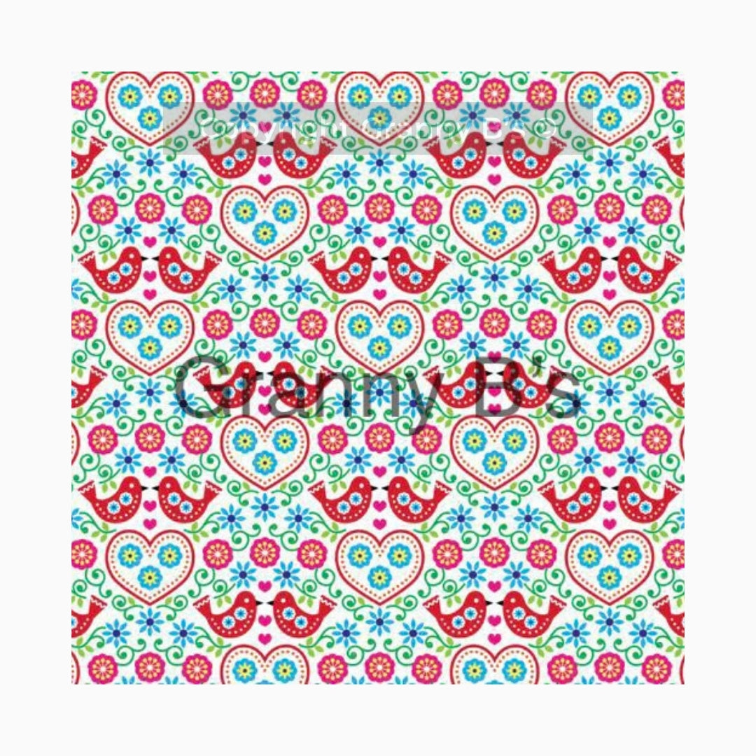 Folk Birds Hearts by Granny Chic Decoupage Tissue