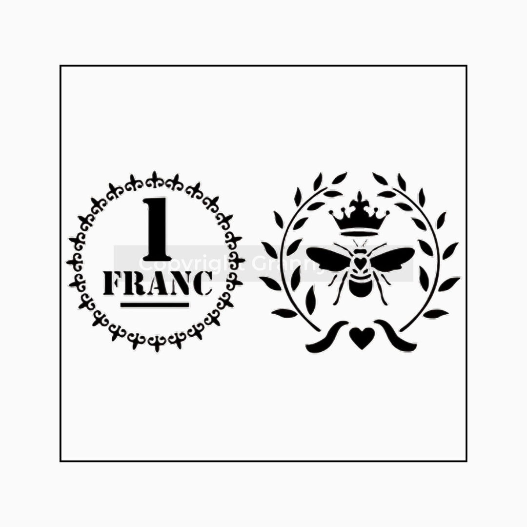 Franc and French Bee Wreath Stencil - Granny B's Old Fashioned Paint