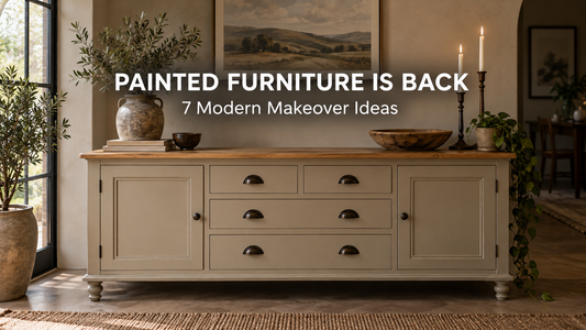 Modern painted sideboard with a natural wood top – furniture makeover ideas