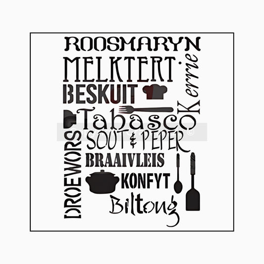 Bon appetite in Afrikaans B Stencil - Granny B's Old Fashioned Paint