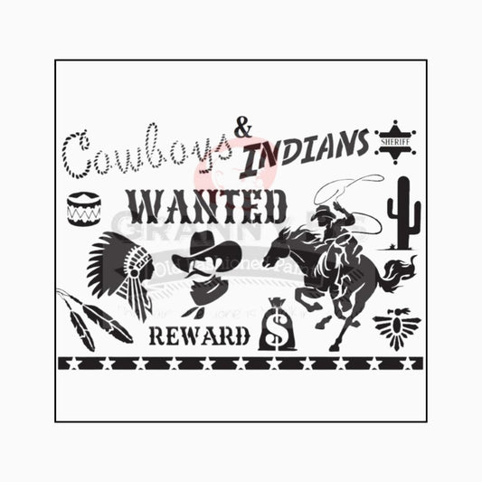 Cowboys & Indians Stencil - Granny B's Old Fashioned Paint