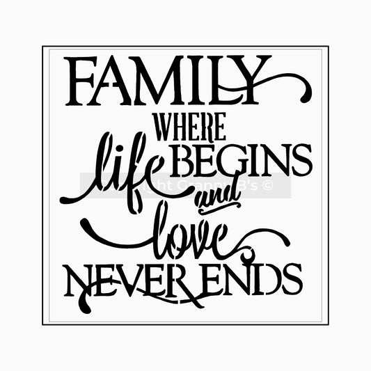 Family Where Life Begins Stencil - Granny B's Old Fashioned Paint