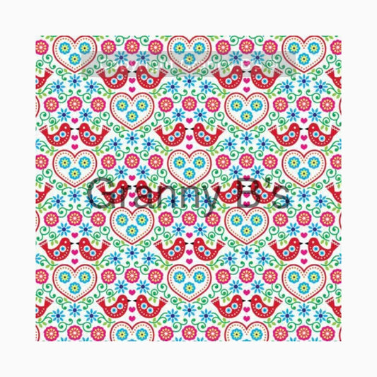 Folk Birds Hearts by Granny Chic Decoupage Tissue