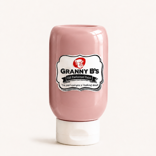 Granny B’s Strawberry Cupcake pink chalk paint in a 250ml Squeeze & Paint bottle
