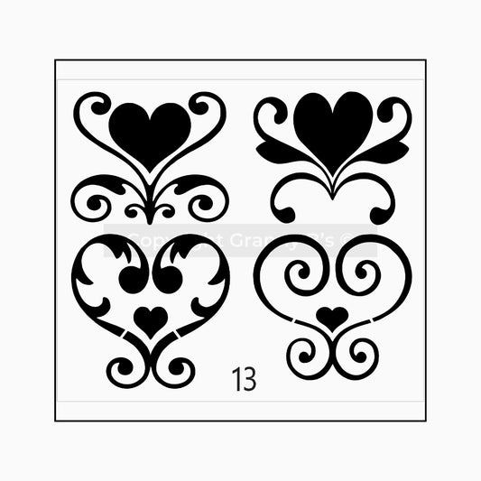 Stencil Heart Damask - Granny B's Old Fashioned Paint