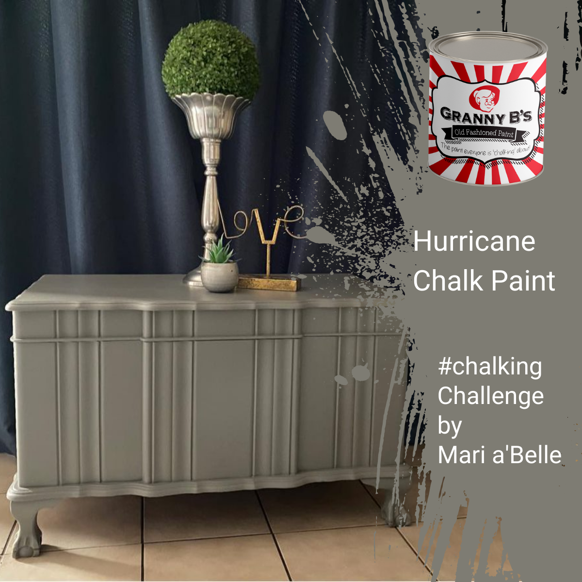 Chalkpaint - Hurricane Grey (Dark Grey) - Granny B's Old Fashioned Paint