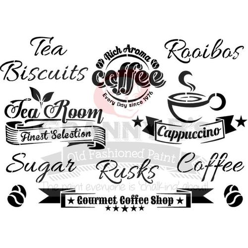 Coffee Shop Stencil - Granny B's Old Fashioned Paint