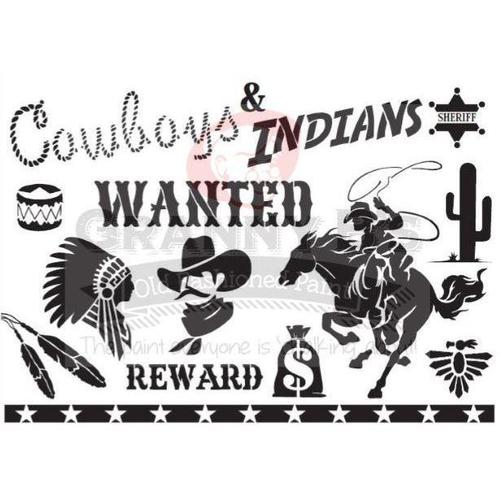 Cowboys & Indians Stencil - Granny B's Old Fashioned Paint